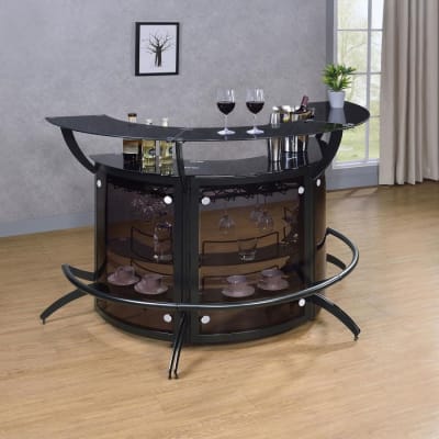 Contemporary Modular 3 Piece Black Metal Bar Unit by Coaster - 182135-S3