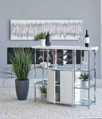Bar Cabinet in White High Gloss Finish by Coaster - 182757