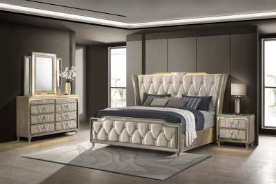 Lorient 6 Piece Queen Bedroom Set in Ivory and Camel Finish by Coaster - 222661Q-S4