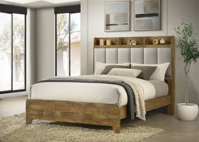 Henderson Queen Bookcase Panel Bed in Medium Oak Finish by Coaster - 222971Q