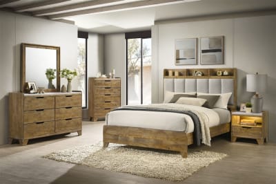 Henderson 6 Piece Queen Bedroom Set in Medium Oak Finish by Coaster - 222971Q-S4