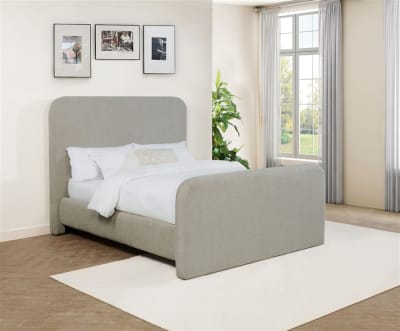 Wren Upholstered Queen Panel Bed in Grey Polyester Fabric by Coaster - COA-302052Q