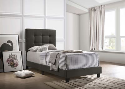 Mapes Upholstered Twin Panel Bed in Charcoal Fabric by Coaster - COA-305746T