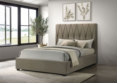 Delsea Upholstered Queen Panel Platform Bed in Light Brown Finish by Coaster - 315975Q