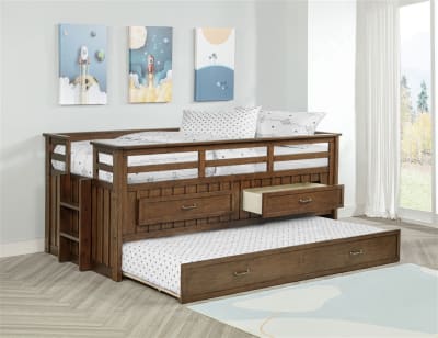 Carlsbad Twin Captains Bed with Trundle in Medium Brown Finish by Coaster - 400716T