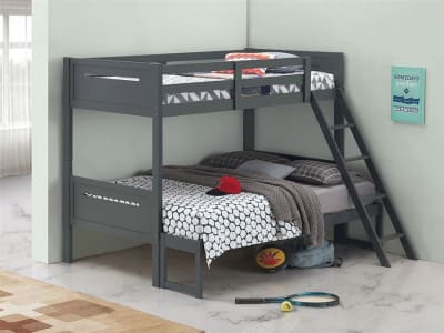 Littleton Twin Full Bunk Bed in Grey Finish by Coaster - 405052GRY
