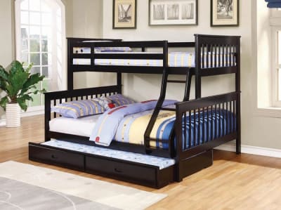 Chapman Twin Full Bunk Bed in Black Finish by Coaster - 460259
