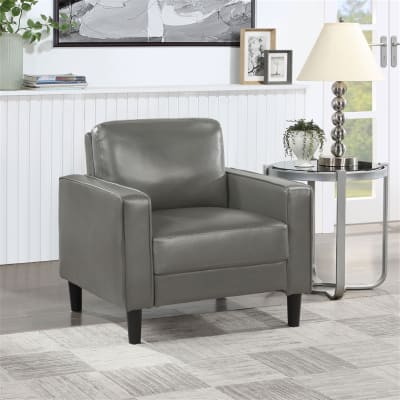 Ruth Upholstered Track Arm Accent Chair in Grey Leatherette by Coaster - COA-508367