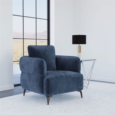 Lively Chenille Upholstered Modern Track Arm Chair in Blue by Coaster - COA-509043