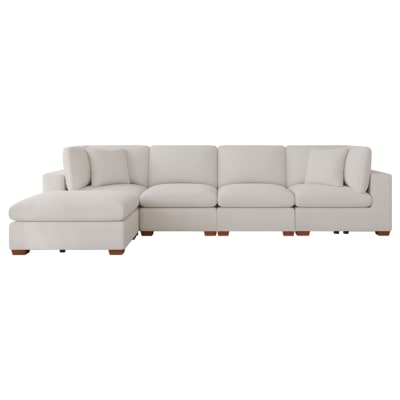 Lakeview 5 Piece Upholstered Modular Sectional Sofa in Ivory Chenille and Oak by Coaster - COA-551461-5