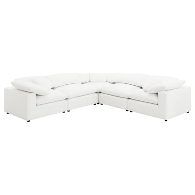 Raleigh 5 Piece Boucle Upholstered Modular Sectional Sofa in Ivory Boucle Fabric and Black by Coaster - COA-551751-5