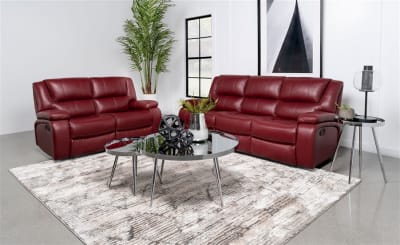 Camila 2 Piece Upholstered Reclining Sofa Set in Deep Red by Coaster - COA-610241-S