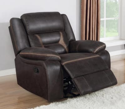 Greer Gliding Recliner in Dark Brown Performance Leatherette Upholstery by Coaster - 651356