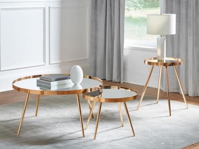 Mirror Top 2 Piece Nesting Coffee Table in Gold Finish by Coaster - 723918