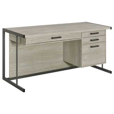 Loomis 4-Drawer Office Desk in Whitewashed Grey Finish by Coaster - COA-805881