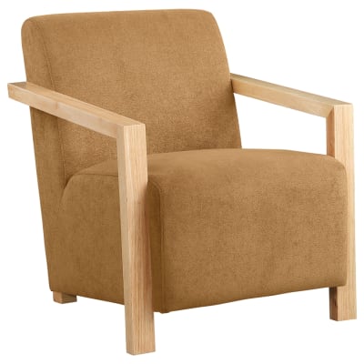 Diego Upholstered Accent Arm Chair with Wood Arms in Honey Fabric and Natural by Coaster - COA-902268