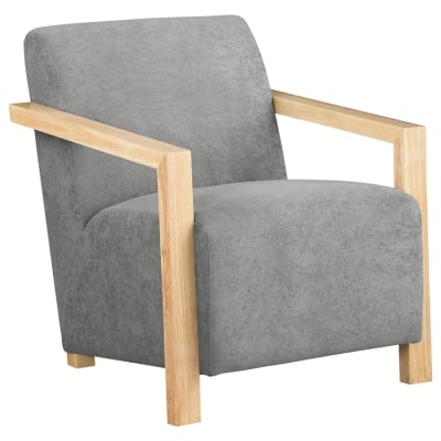 Diego Upholstered Accent Arm Chair with Wood Arms in Grey Fabric and Natural by Coaster - COA-902269