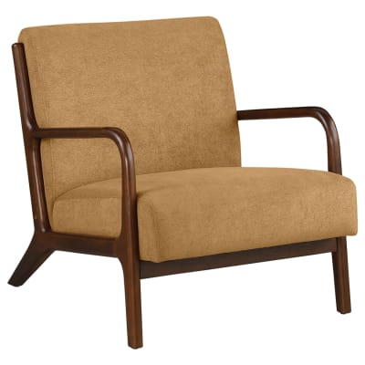 Foster Upholstered Wood Frame Accent Chair in Honey Fabric and Cappuccino by Coaster - COA-902271