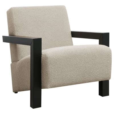 Fitzroy Boucle Upholstered Accent Arm Chair in Lattee and Black by Coaster - COA-903095
