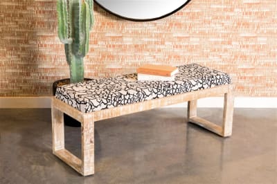 Abstract Accent Bench in Patterned Linen Like Fabric Fabric by Coaster - 914138
