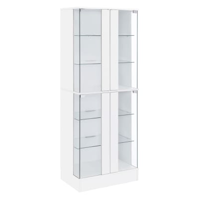 Cabra 4-Door LED Curio Display Cabinet in White High Gloss Finish by Coaster - COA-950397