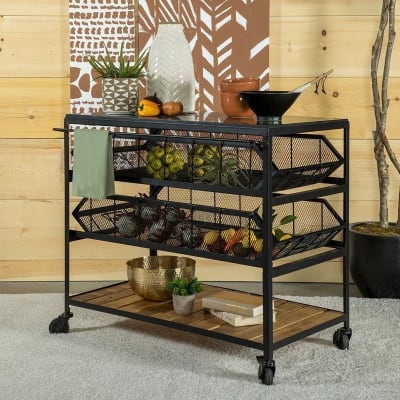 Industrial Storage Cart in Natural and Black Finish by Coaster - 953504