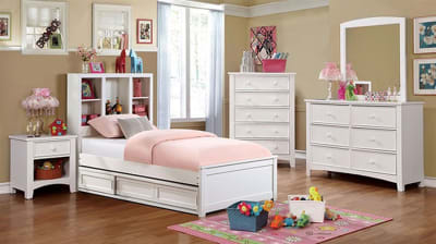 Marilla 4 Piece Youth Bedroom Set in White Finish by Furniture of America - FOA-7256WH