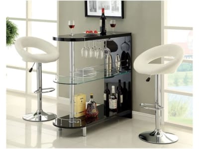 Numbi Mini Server in Black/Chrome Finish by Furniture of America - FOA-BT8333-BK