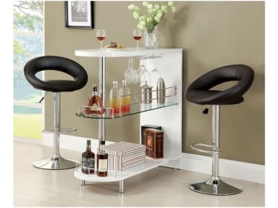 Numbi Mini Server in White/Chrome Finish by Furniture of America - FOA-BT8333-WH