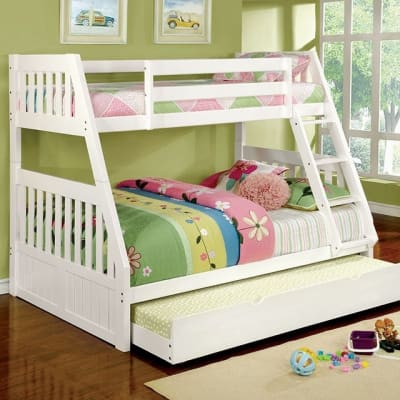 Canberra Twin/Full Bunk Bed in White Finish by Furniture of America - FOA-CM-BK607WH