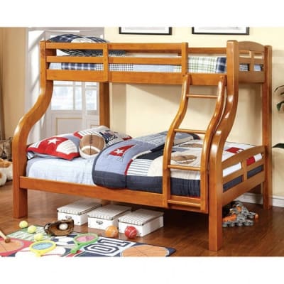 Solpine Twin/Full Bunk Bed in Oak Finish by Furniture of America - FOA-CM-BK618