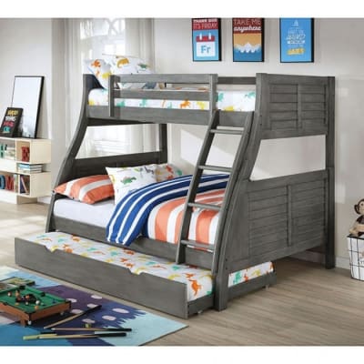 Hoople Twin/Full Bunk Bed in Gray Finish by Furniture of America - FOA-CM-BK963GY