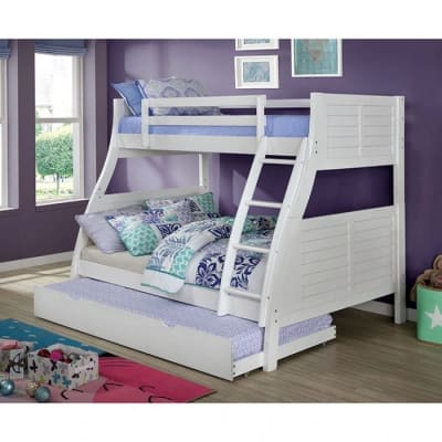 Hoople Twin/Full Bunk Bed in White Finish by Furniture of America - FOA-CM-BK963WH