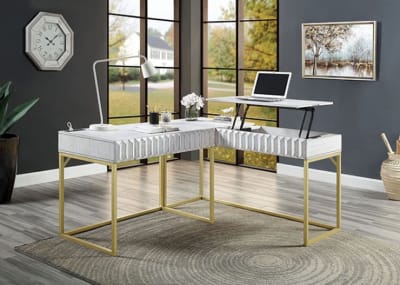 Freiburg Executive Home Office Desk in Antique White Finish by Furniture of America - FOA-CM-DK406WH