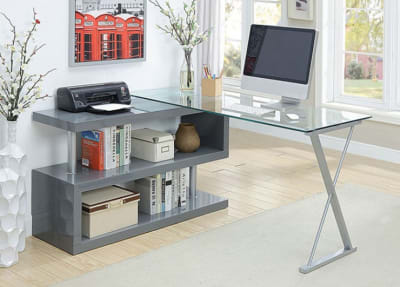 Bronwen Executive Home Office Desk in Gray Finish by Furniture of America - FOA-CM-DK6131GY