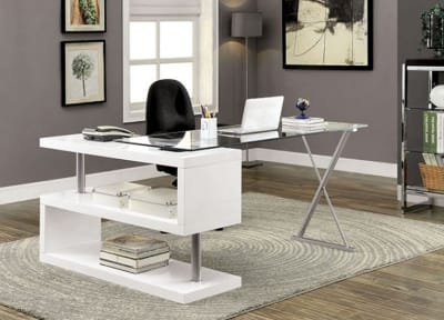 Bronwen Executive Home Office Desk in White Finish by Furniture of America - FOA-CM-DK6131WH