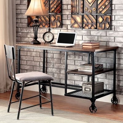 Cori Executive Home Office Desk in Antique Black Finish by Furniture of America - FOA-CM-DK6276