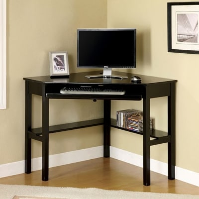 Porto Executive Home Office Desk in Black Finish by Furniture of America - FOA-CM-DK6643