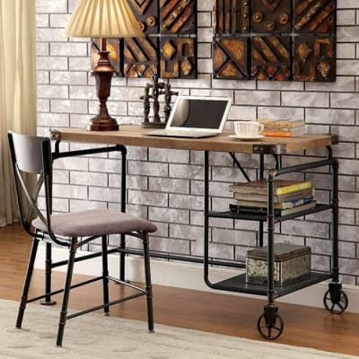 Olga Executive Home Office Desk in Antique Black Finish by Furniture of America - FOA-CM-DK6913