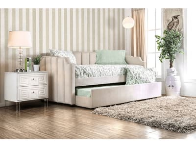 Esperanza Twin Day Bed w/ Trundle in Beige Finish by Furniture of America - FOA-CM1025BG-TR
