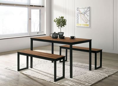 Tripoli 3 Piece Dining Room Set in Walnut/Black Finish by Furniture of America - FOA-CM3202BR-T-3PK