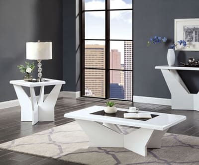Dubendorf 2 Piece Occasional Table Set in White Finish by Furniture of America - FOA-CM4183WH-2PK