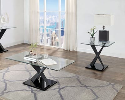 Xanthus 2 Piece Occasional Table Set in Black Finish by Furniture of America - FOA-CM4191BK-2PK