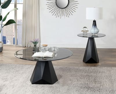 Bishop 2 Piece Occasional Table Set in Black/Gray Finish by Furniture of America - FOA-CM4192BK-2PK
