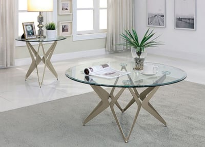 Alvise 2 Piece Occasional Table Set in Champagne by Furniture of America - FOA-CM4377-2PK