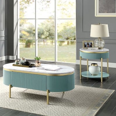 Koblenz 2 Piece Occasional Table Set in Light Teal Finish by Furniture of America - FOA-CM4412GR-2PK