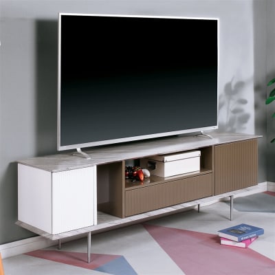 Blair 70 Inch TV Console in White/Champagne/Gray Finish by Furniture of America - FOA-CM5423-TV