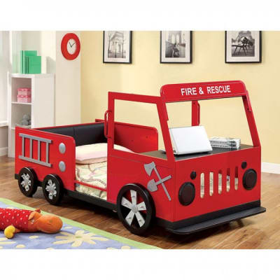 Rescuer Twin Bed in Red/Black Finish by Furniture of America - FOA-CM7767-B