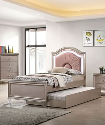 Allie Twin Bed in Rose Gold Finish by Furniture of America - FOA-CM7901RG-B