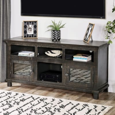Argus 60 Inch TV Console in Rustic Black Finish by Furniture of America - FOA-EM5008BK-TV